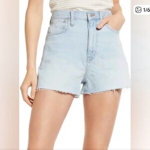 Madewell Light Blue High-Rise Denim Cutoff Shorts